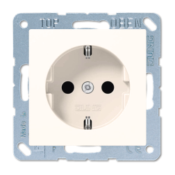 Розетка с заземлением, самозажимные клеммы Jung AS Слоновая кость (в сборе) 