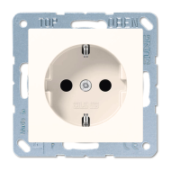 Розетка с заземлением и со шторками, винтовые клеммы Jung AS Слоновая кость (в сборе) 