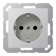 Розетка с заземлением, самозажимные клеммы Jung A550 Алюминий (в сборе) 