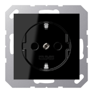 Розетка с заземлением, самозажимные клеммы Jung A550 Черный (в сборе) 
