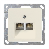 Розетка телефонная двойная 2xRJ11 Jung ECO Profi Standart Слоновая кость (в сборе) (бежевый) 