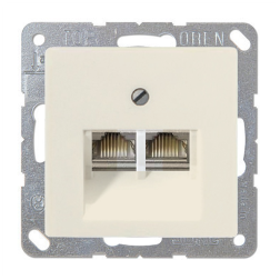 Розетка компьютерная двойная 2xRJ45 UTP 6 категории Jung Eco Profi Deco Слоновая кость (в сборе) 