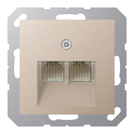 Розетка компьютерная двойная 2xRJ45 UTP 6 категории Jung A550 Шампань (в сборе) 