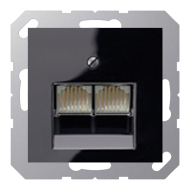 Розетка телефонная двойная 2xRJ11 Jung A Flow Черный матовый (в сборе) 