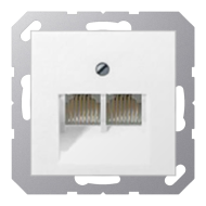 Розетка телефонная двойная 2xRJ11 Jung ECO Profi Standart Белый (в сборе) 