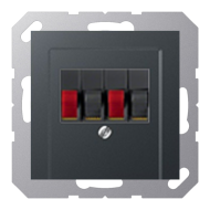 Розетка аккустическая двойная Jung A550 Матовый антрацит (в сборе) 