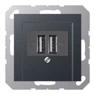 Розетка USB для зарядки устройств Jung A Creation Матовый антрацит (в сборе) 