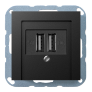 Розетка USB для зарядки устройств Jung ECO Profi Standart Черный матовый (в сборе) 