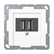 Розетка USB для зарядки устройств Jung ECO Profi Standart Белый (в сборе) 