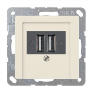 Розетка USB для зарядки устройств Jung Eco Profi Deco Слоновая кость (в сборе) 