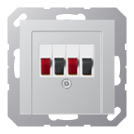 Розетка аккустическая двойная Jung A Flow Алюминий (в сборе) 