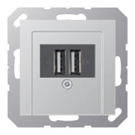 Розетка USB для зарядки устройств Jung A Creation Алюминий (в сборе) 