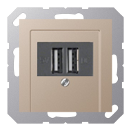 Розетка USB для зарядки устройств Jung A550 Шампань (в сборе) 