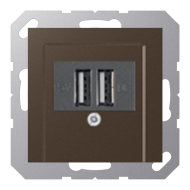 Розетка USB для зарядки устройств Jung A Creation Мокко (в сборе) 