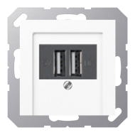 Розетка USB для зарядки устройств Jung A Creation Белый (в сборе) 