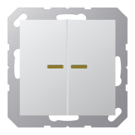 Выключатель двухклавишный с подсветкой Jung A Creation Алюминий (в сборе) 