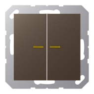 Выключатель двухклавишный с подсветкой Jung A Creation Мокко (в сборе) 