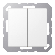 Выключатель двухклавишный Jung A Flow Белоснежный матовый (в сборе) 