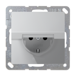 Розетка IP44 с заземлением и с крышкой Jung LSdesign Алюминий (в сборе) 