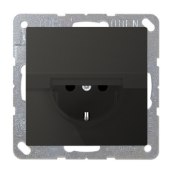 Розетка IP44 с заземлением и с крышкой Jung FDdesign Антрацит (в сборе) 