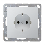 Розетка с заземлением, винтовые клеммы Jung LSdesign Алюминий (в сборе) 