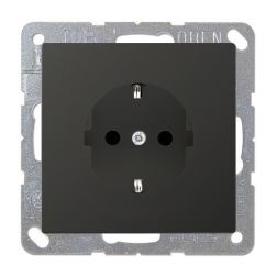 Розетка с заземлением, винтовые клеммы Jung FDdesign Антрацит (в сборе) 