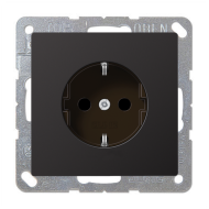 Розетка с заземлением и со шторками, винтовые клеммы Jung LSplus Dark (в сборе) 