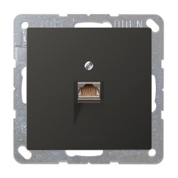 Розетка компьютерная 1xRJ45 UTP 6 категории Jung LSdesign Антрацит (в сборе) 