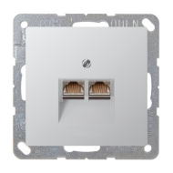 Розетка телефонная двойная 2xRJ11 Jung LSplus Алюминий (в сборе) 