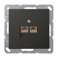 Розетка телефонная двойная 2xRJ11 Jung LSplus Антрацит (в сборе) 