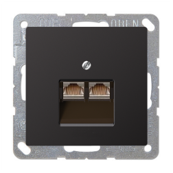 Розетка компьютерная двойная 2xRJ45 UTP 6 категории Jung LS990 Dark (в сборе) 