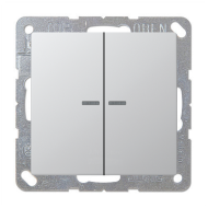Выключатель двухклавишный с подсветкой Jung FDdesign Алюминий (в сборе) 
