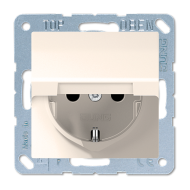 Розетка с заземлением и с крышкой Jung AS Слоновая кость (в сборе) 