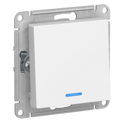 Переключатель одноклавишный (проходной) с подсветкой Schneider Electric AtlasDesign Белый (в сборе) 