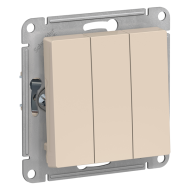 Выключатель трехклавишный Schneider Electric AtlasDesign Nature Бежевый (в сборе) 