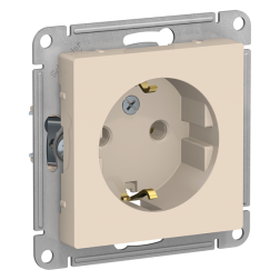 Розетка с заземлением, винтовые клеммы Schneider Electric AtlasDesign Бежевый (в сборе) 