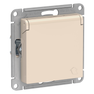 Розетка с заземлением и с крышкой Schneider Electric AtlasDesign Nature Бежевый (в сборе) 