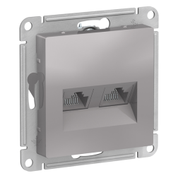 Розетка компьютерная двойная 2xRJ45 UTP 5e категории Schneider Electric AtlasDesign Nature Алюминий (в сборе) 