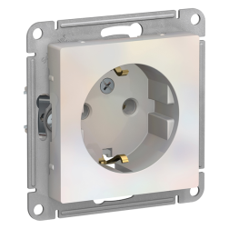 Розетка с заземлением, винтовые клеммы Schneider Electric AtlasDesign Жемчуг (в сборе) 