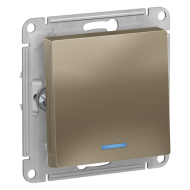 Выключатель одноклавишный с подсветкой Schneider Electric AtlasDesign Nature Шампань (в сборе) 