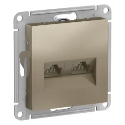 Розетка компьютерная двойная 2xRJ45 UTP 5e категории Schneider Electric AtlasDesign Nature Шампань (в сборе) 