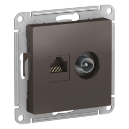 Розетка TV / RJ45 UTP 5e Schneider Electric AtlasDesign Nature Мокко (в сборе) 