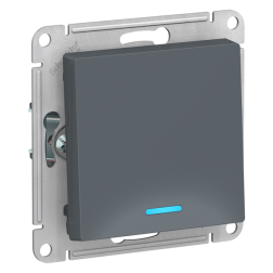 Переключатель одноклавишный (проходной) с подсветкой Schneider Electric AtlasDesign Грифель (в сборе) 
