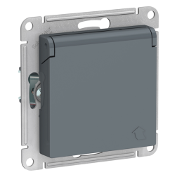 Розетка с заземлением и с крышкой Schneider Electric AtlasDesign Грифель (в сборе) 