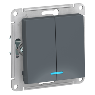 Выключатель двухклавишный с подсветкой Schneider Electric AtlasDesign Nature Грифель (в сборе) 