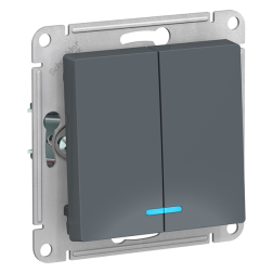 Выключатель двухклавишный с подсветкой Schneider Electric AtlasDesign Nature Грифель (в сборе) 