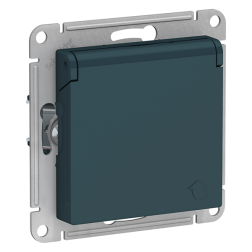 Розетка с заземлением и с крышкой Schneider Electric AtlasDesign Nature Изумруд (в сборе) 