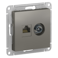 Розетка TV / RJ45 UTP 5e Schneider Electric AtlasDesign Nature Сталь (в сборе) 