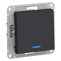 Переключатель одноклавишный (проходной) с подсветкой Schneider Electric AtlasDesign Nature Карбон (в сборе) 