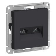 Розетка компьютерная двойная 2xRJ45 UTP 5e категории Schneider Electric AtlasDesign Nature Карбон (в сборе) 